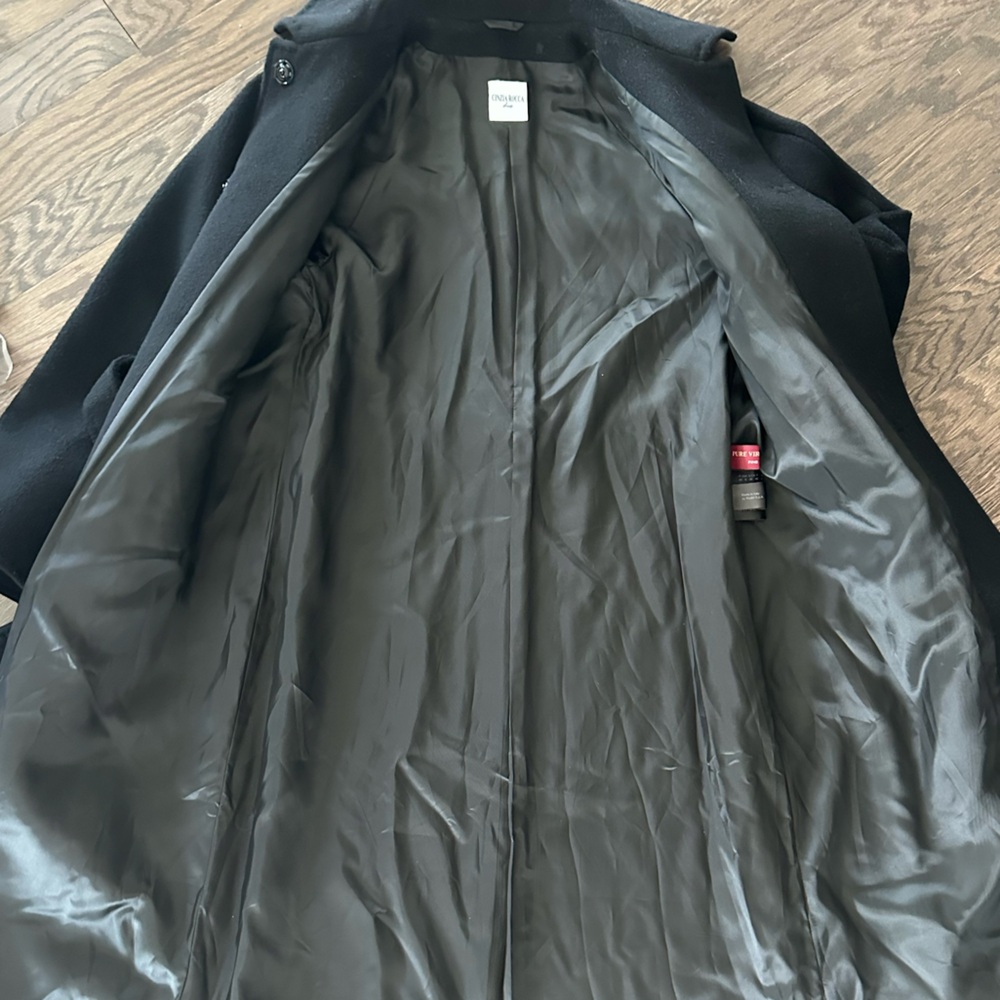PURE VIRGIN WOOL CINZIA ROCCA BY RODEL S.p.A in ITALY, BELTED BLACK COAT BLACK 8 - Picture 11 of 15